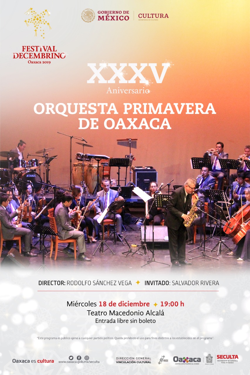 Celebra con la Orquesta Primavera de Oaxaca sus XXXV años: Seculta