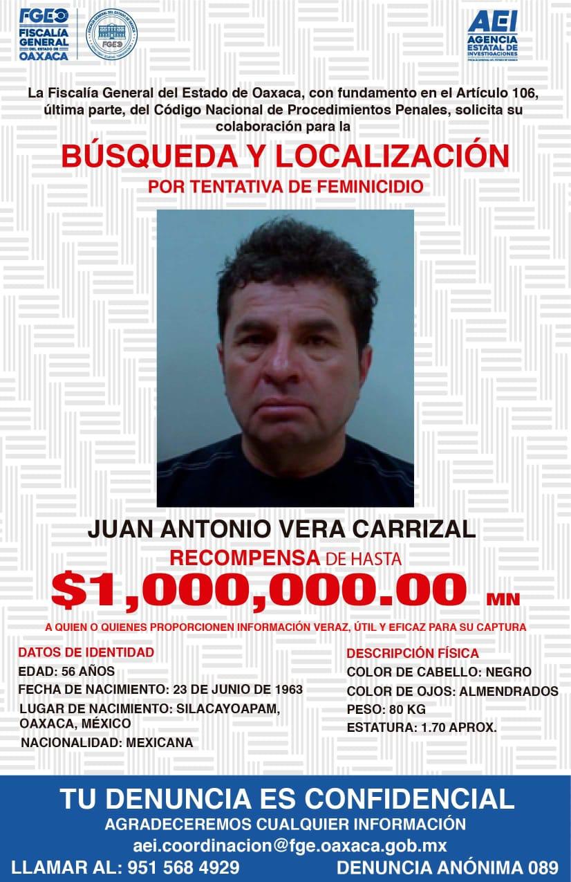 Recompensa de 1 mdp por Vera Carrizal ofrece Fiscalía del Estado