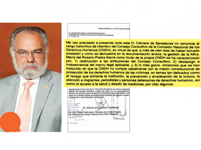 Acusan a Piedra por mentiras y omisión; consejero José de Jesús Orozco renuncia a CNDH