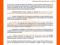 Suspenden universidades actividades escolares; clases serán en línea
