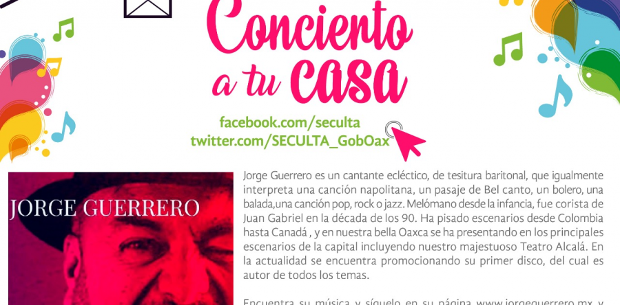 Comparte Jorge Guerrero su música a través de “Concierto en tu Casa”
