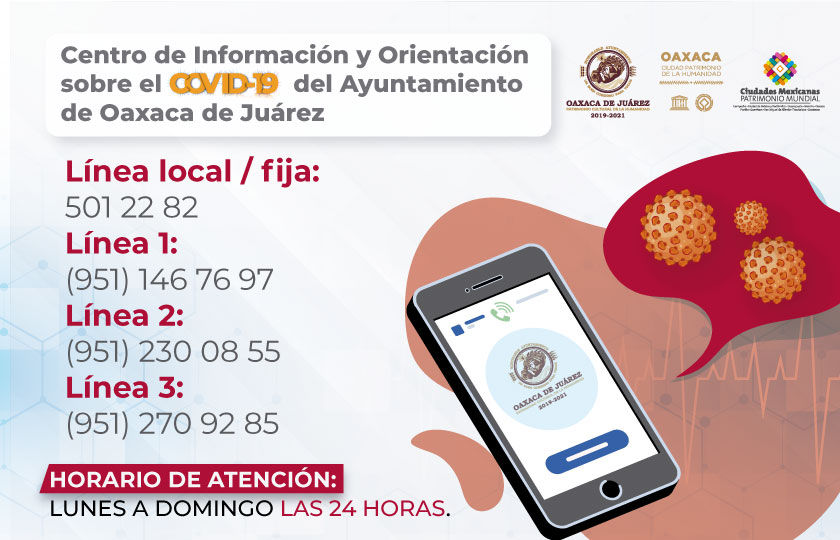 Habilita Oaxaca de Juárez Centro de Información y Orientación sobre COVID-19