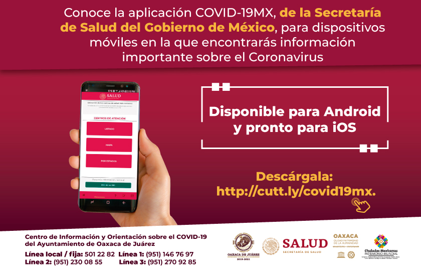Invita Ayuntamiento de Oaxaca de Juárez a usar la aplicación COVID-19 Mx