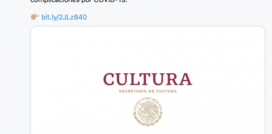 Fallecen dos colaboradores de la Secretaría de Cultura de México por COVID-19