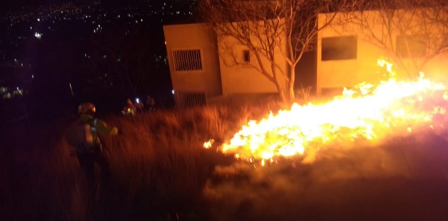 Dependencias trabajan coordinadas en incendio en Cerro del Crestón