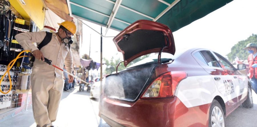 Para prevenir el riesgo de contagio de COVID-19,  inicia Semovi sanitización de taxis foráneos