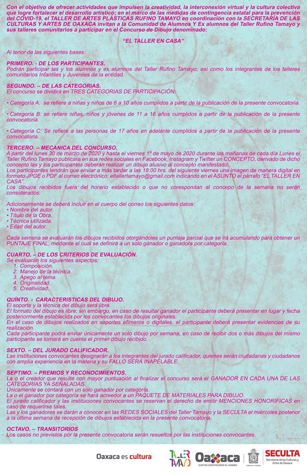 Invita Seculta a participar en el concurso de dibujo “El Taller en Casa”