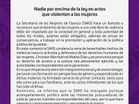 Nadie por encima de la ley en actos que violenten a las mujeres