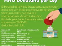 El Hospital de la Niñez Oaxaqueña solicita el apoyo de la sociedad