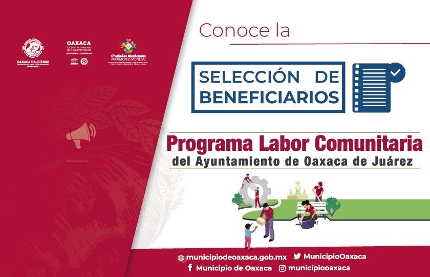 Publica Ayuntamiento de Oaxaca de Juárez selección de beneficiarios del Programa “Labor Comunitaria”