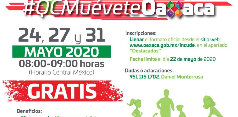 Incude Oaxaca invita a participar en la serie de activación física  “Carrera virtual en casa”