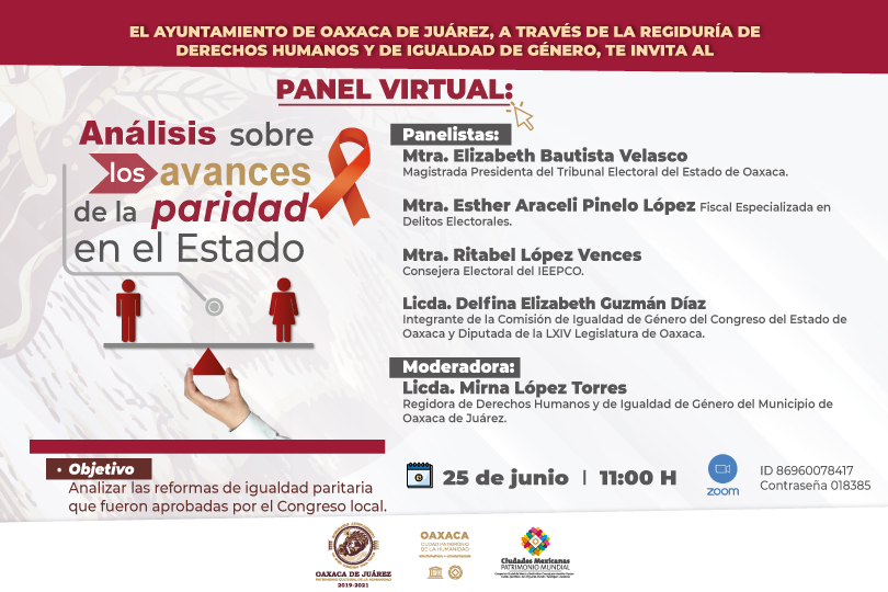 Invita Ayuntamiento de Oaxaca a panel virtual sobre avances de la paridad de género