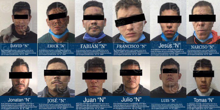 Muestran fotografías de los 12 detenidos tras atentado contra García Harfuch