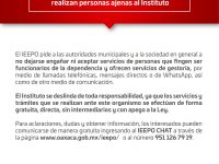 Alerta IEEPO a las autoridades municipales y sociedad en general sobre falsos gestores
