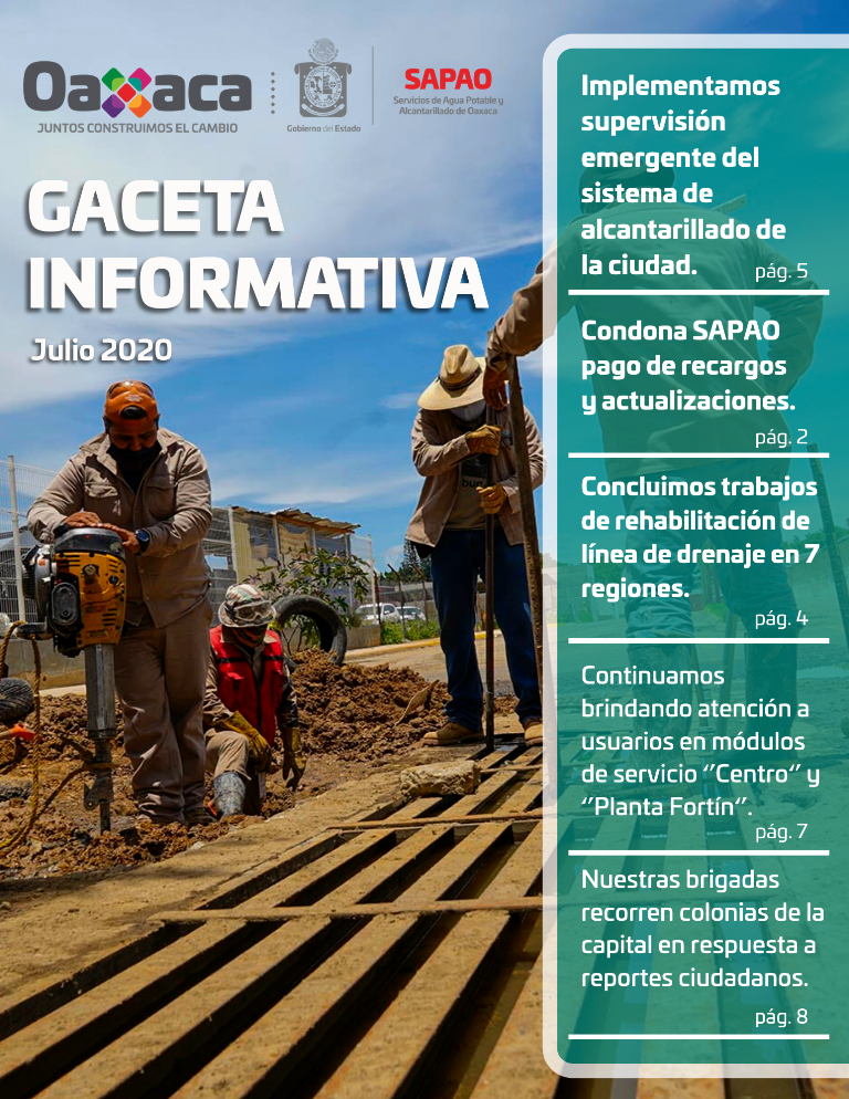 Publica SAPAO quinta edición de su gaceta informativa