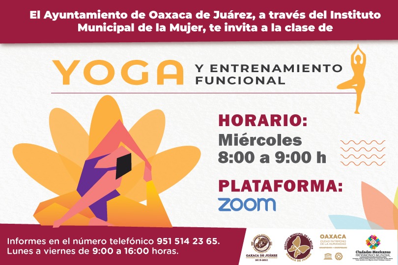 Ofrece Ayuntamiento de Oaxaca de Juárez clases de yoga en línea para mujeres