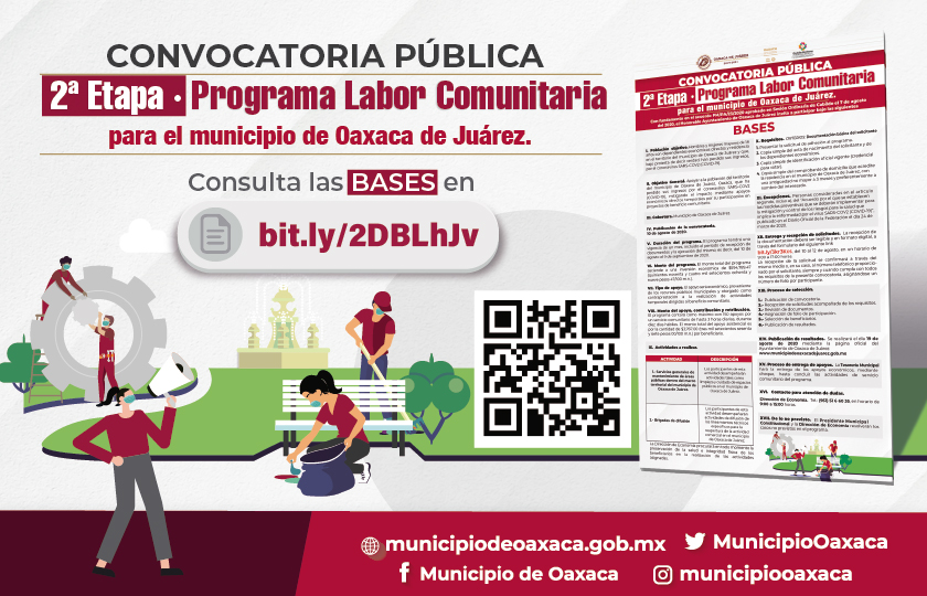 Abre Ayuntamiento de Oaxaca la convocatoria para segunda etapa del Programa Labor Comunitaria