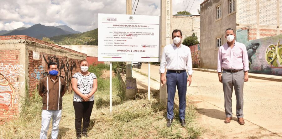 Entrega Oswaldo García red de drenaje en beneficio de 223 habitantes de Pueblo Nuevo