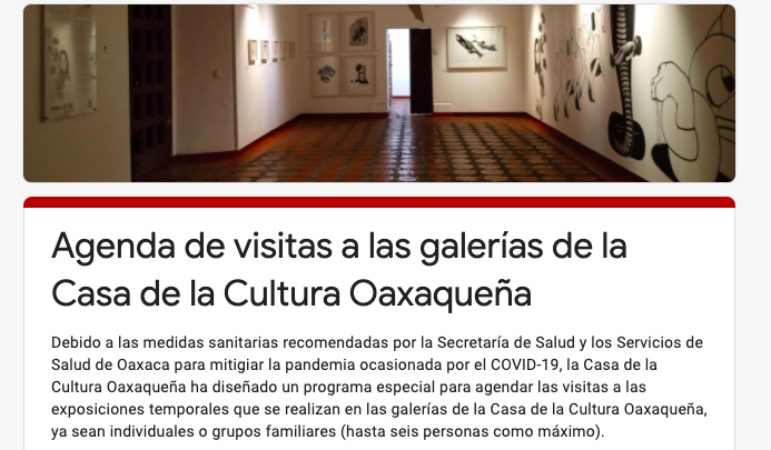 Reabren galerías de la Casa de la Cultura Oaxaqueña con estrictos protocolos sanitarios