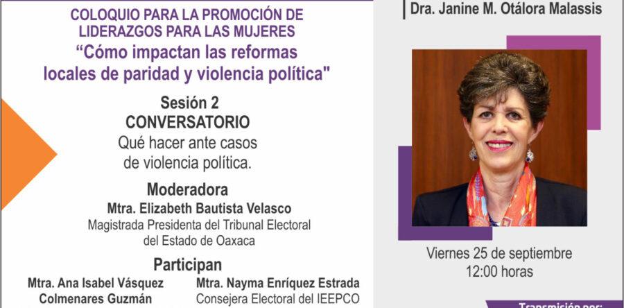 Impartirán conferencia sobre qué hacer en casos de violencia política en razón de género