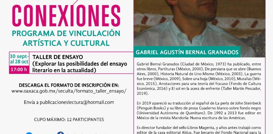 Seculta realizará Taller de Ensayo literario a través del Programa de interacción cultural y social del FONCA