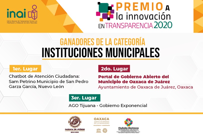 Obtiene Oaxaca de Juárez segundo lugar a nivel nacional en innovación en transparencia