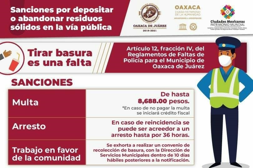Prevé Ayuntamiento de Oaxaca medidas más severas para quien abandone desechos en vía pública