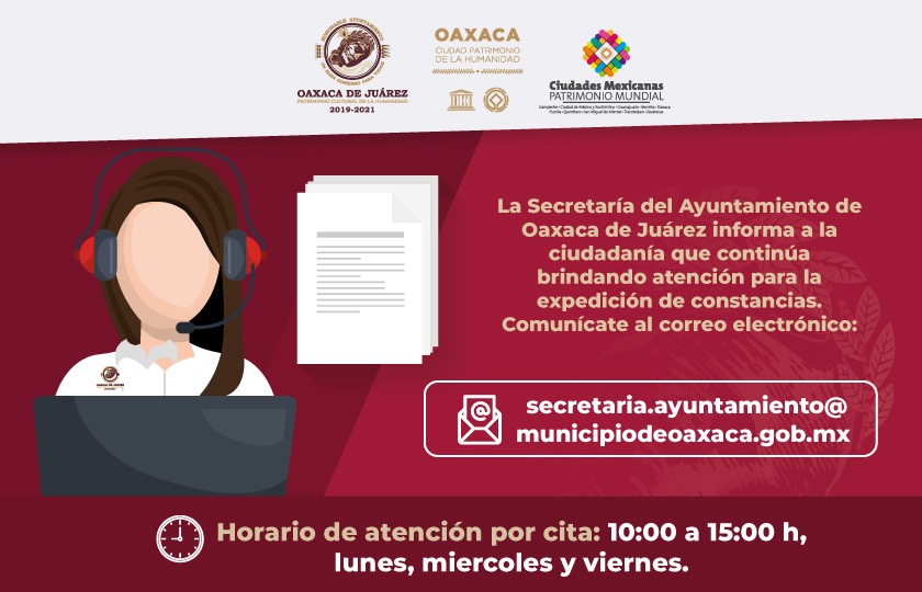 Mantine Ayuntamiento de Oaxaca atención al público para expedición de constancias