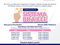 DIF Oaxaca invita a participar en el taller “Aprendamos Sistema Braille”