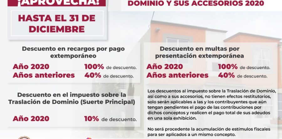 Continúan vigentes estímulos fiscales al impuesto sobre la traslación de dominio en Oaxaca de Juárez