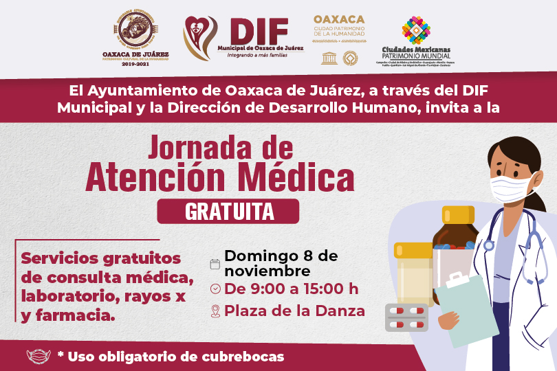Invita Ayuntamiento de Oaxaca a la Jornada de Atención Médica Gratuita, el 8 de noviembre