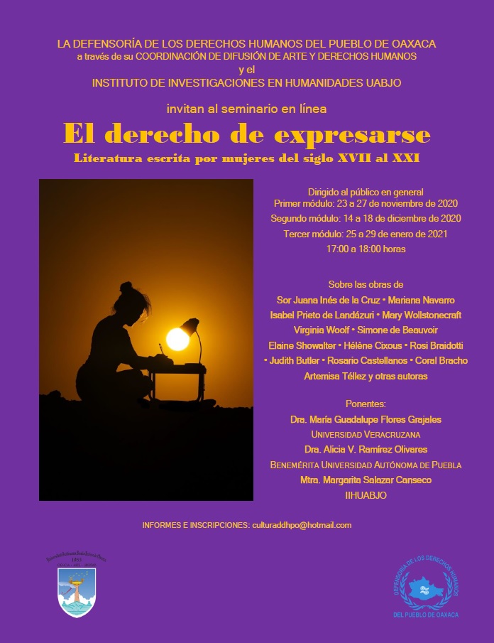 Abrirá DDHPO seminario “El Derecho de expresarse. Literatura escrita por mujeres del siglo XVII al siglo XXI”