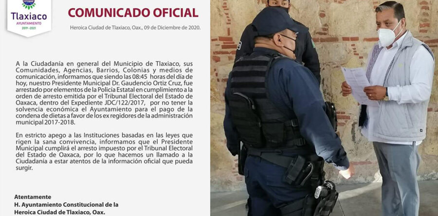 Arrestan a edil de Tlaxiaco por 12 horas por desacato judicial