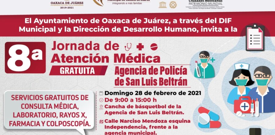 Invita el Ayuntamiento de Oaxaca a la Octava Jornada de Atención Médica Gratuita en San Luis Beltrán