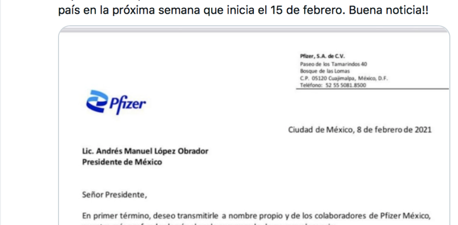 Reanudará Pfizer envío de vacunas a México con 491,400 dosis