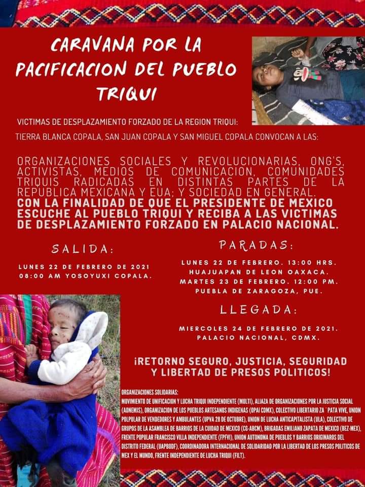 Desplazados Triquis anuncian caravana por la pacificación del pueblo