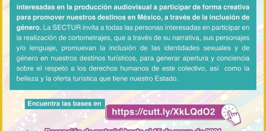 Convoca Sectur Oaxaca a concurso de cortometrajes con temática LGBT