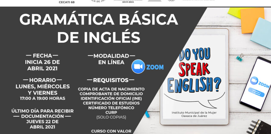 Abre Instituto Municipal de la Mujer convocatoria para curso en línea de “Gramática básica de inglés”
