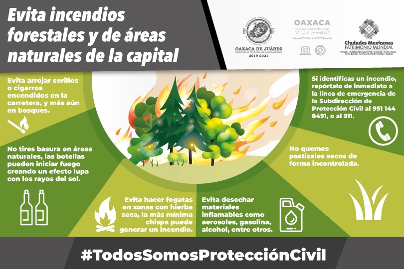Emite Ayuntamiento de Oaxaca de Juárez recomendaciones para evitar incendios forestales