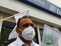 Telefonistas en Oaxaca protestaron para exigir respeto a sus derechos laborales