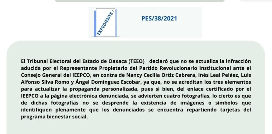 Desecha TEEO queja contra delegada Nancy Ortiz y legisladores locales; no existió pruebas que indiquen que utilizaron programas para condicionar voto