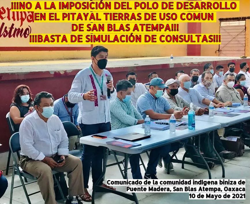 Denuncian imposición de mega proyectos en San Blas Atempa