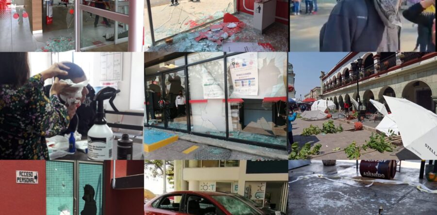 Generan destrozos y agresiones los estudiantes normalistas de Oaxaca