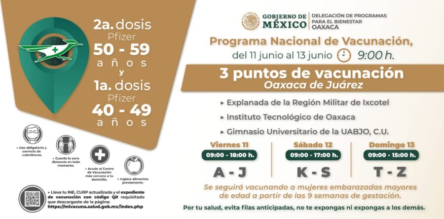 Este viernes iniciará la vacunación contra la Covid-19 en Oaxaca de Juárez
