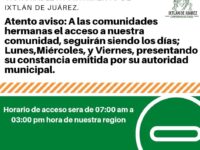 3 veces a la semana estará abierto Ixtlán de Juárez
