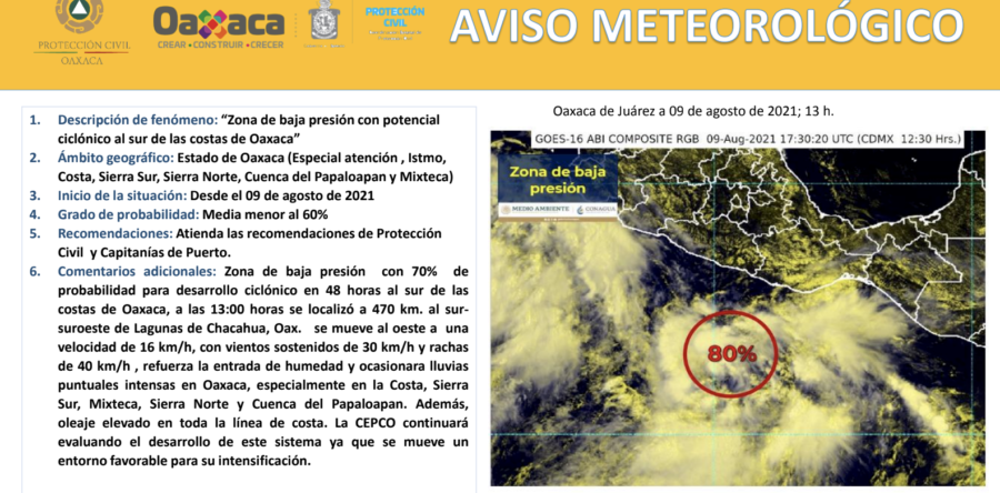 Ante registro de lluvias fuertes en Oaxaca, la CEPCO está en monitoreo constante y emite recomendaciones