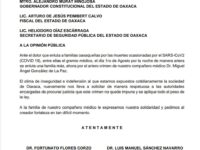 El Colegio Médico de Oaxaca  exige justicia para Miguel Ángel
