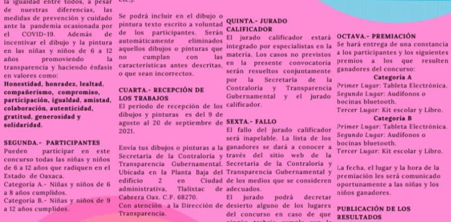 DIF Estatal y Secretaría de la Contraloría convocan al 2o. Concurso Infantil de Dibujo y Pintura 2021