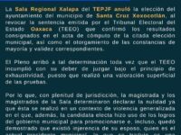 Sala Xalapa desecha elección en Xoxocotlán; tiran triunfo de Tania López