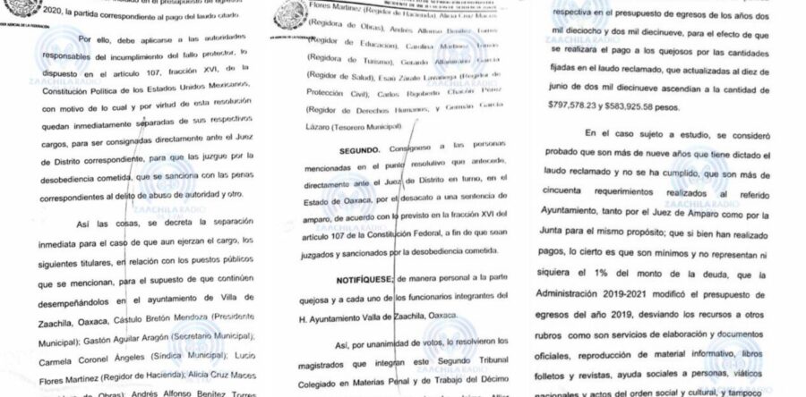 Separan del cargo al Cabildo de la Villa de Zaachila.